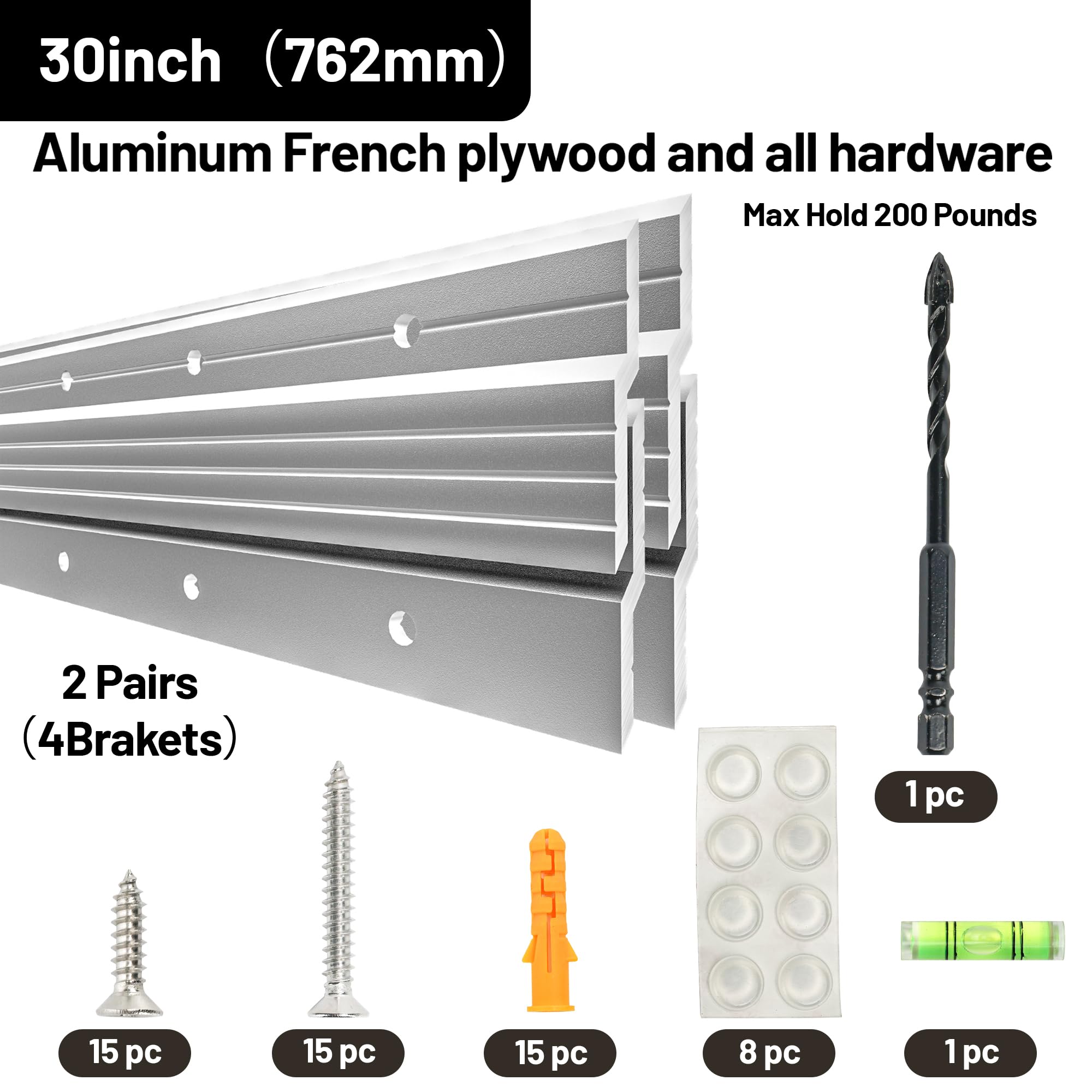 30 Inch French Cleat Picture Hanger, 200 lb Z Bar Aluminum Bracket